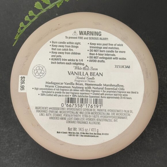 BBW Vanilla Bean White Barn Bath & Body Works 3 Wick Candle - Picture 10 of 10